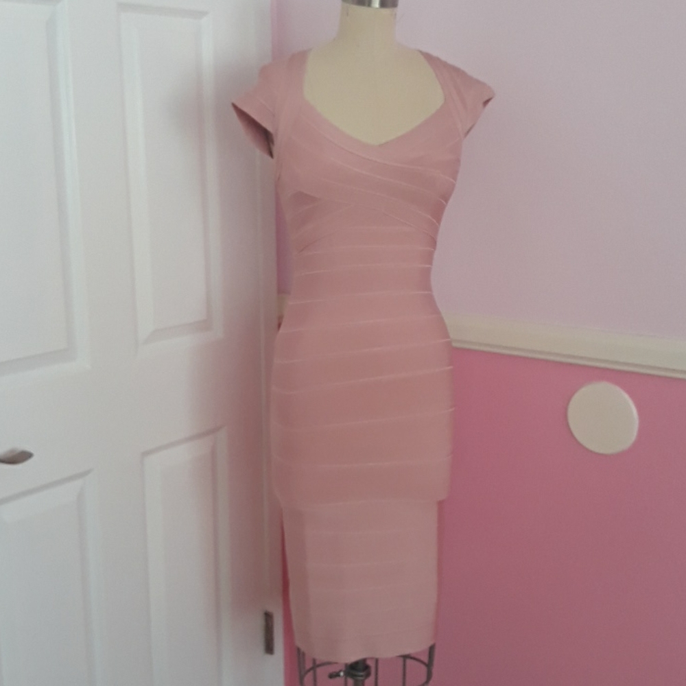 Baby pink Herve Leger dress